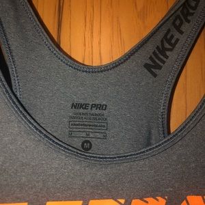 Grey and orange nike tank top